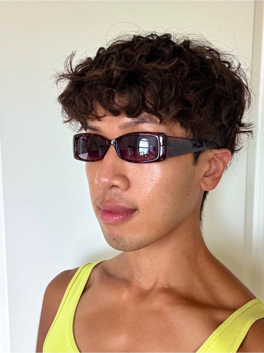 Vintage 90’s Leopard Print Rectangular Frame Sunglasses with Purple Lens - Picture 5 of 5
